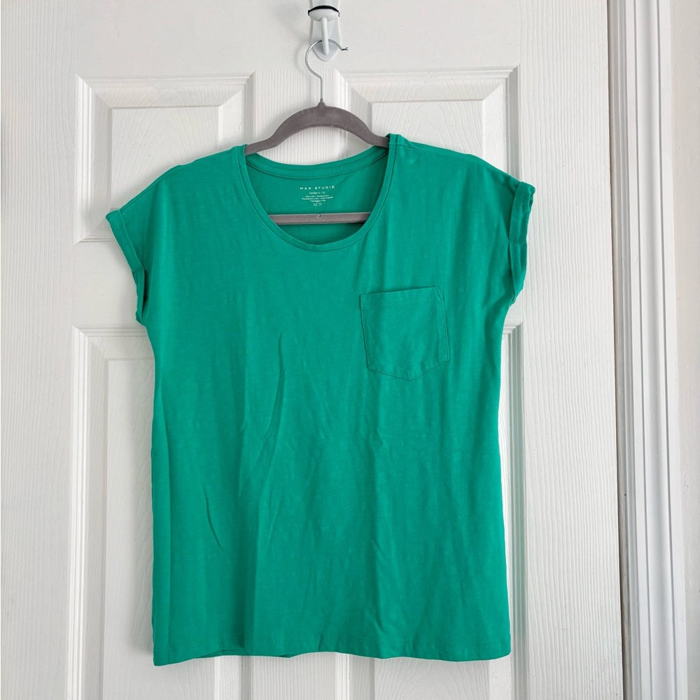 Max Studio Teal Short Sleeve Tee